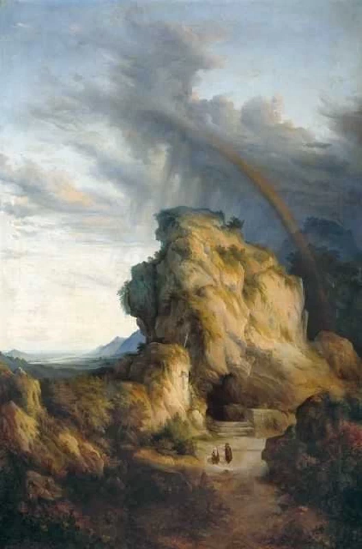 Paesaggio con eremo e due figure, 1845 - Musei Civici, Reggio Emilia